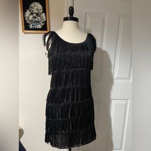 Black fringe dress size small-med